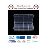 GrossAVM Organizer Kutusu - 12 Gözlü - Vida, Dubel, Takı, Boncuk Saklama Kutusu - 20x10x3cm