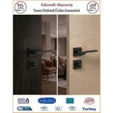 GrossAVM Sedir Rozetli Wc Banyo Kapı Kolu - Mat Siyah - 1 Takım Ön ve Arka