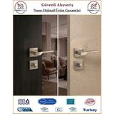 GrossAVM Sedir Rozetli Wc Banyo Kapı Kolu - Nikel - 1 Takım Ön ve Arka