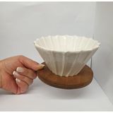 Grossberg Coffee Ahşap Stantlı V60 Dripper Mavi - Beyaz