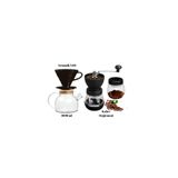 Grossberg Coffee Siyah V60 1000 ml Sürahi Değirmen Set 3. Nesil Filtre Kahve Demleme Ekipmanı