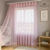 Groster Spor Pembe Yıldızlı Kız Çocuk Odası Perde - 1/3 Sık Pileli - Bebek Odası Perde -Tül-A Kalite ++ - 240 x 250 cm