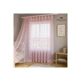 GROSTER SPOR Pembe Yıldızlı Kız Çocuk Odası Tül - 1/3 Sık Pileli - Bebek Odası Perde - TÜL- PERDE- A KALİTE ++