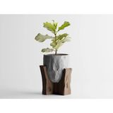 Grotia Dekoratif Saksı - Gri Modern Modern Bitki Saksısı 15 cm - 123x108x150mm