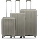 Ground Dikey Çizgili Sirius 3'lü Set Valiz 10728 - Sedef Gri