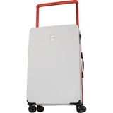 Ground Ithal Unısex Çizgili Trolley Kabin Boy Valiz - Beyaz