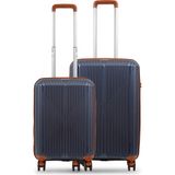 GROUND Sirius 2'li Valiz Seti Orta-Kabin(Küçük) Denim-Taba - 10728 - Lacivert - Taba