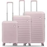 GROUND Ultra Hafif Polipropilen Kırılmaz 3 Lü Valiz Seti - Soft Pink