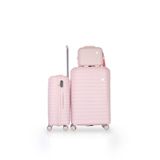 GROUND Vanille Büyük ve Orta Boy Valiz + Makyaj Çantası - Soft Pink - 10663
