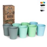 Grow Forward Premium Çocuk Plastik Bardakları - 13 oz Yeniden Kullanılabilir Buğday Hasır Bardak Seti 8'li Set - Kırılmaz BPA İçermeyen Bulaşık Makinesinde Yıkanabilir Plastik İçecek Bardakları Su,