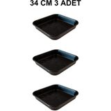 Grow Wizard Kare Saksı Altlığı 34 cm 3 Adet - Siyah