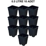 Grow Wizard Plastik Kare Saksı 0.5 Litre 10 Adet