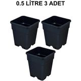 Grow Wizard Plastik Kare Saksı 0.5 Litre 3 Adet