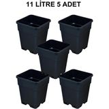 Grow Wizard Plastik Kare Saksı 11 Litre 5 Adet