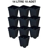 Grow Wizard Plastik Kare Saksı 14 Litre 10 Adet