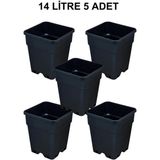 Grow Wizard Plastik Kare Saksı 14 Litre 5 Adet