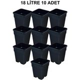 Grow Wizard Plastik Kare Saksı 18 Litre 10 Adet