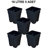 Grow Wizard Plastik Kare Saksı 18 Litre 5 Adet