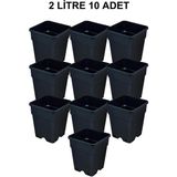 Grow Wizard Plastik Kare Saksı 2 Litre 10 Adet