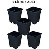 Grow Wizard Plastik Kare Saksı 2 Litre 5 Adet