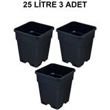 Grow Wizard Plastik Kare Saksı 25 Litre 3 Adet