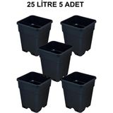Grow Wizard Plastik Kare Saksı 25 Litre 5 Adet