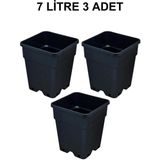 Grow Wizard Plastik Kare Saksı 7 Litre 3 Adet