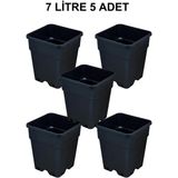 Grow Wizard Plastik Kare Saksı 7 Litre 5 Adet