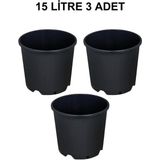 Grow Wizard Plastik Yuvarlak Saksı 15 Litre 3 Adet