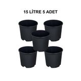 Grow Wizard Plastik Yuvarlak Saksı 15 Litre 5 Adet