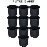 Grow Wizard Plastik Yuvarlak Saksı 7 Litre 10 Adet