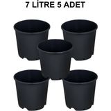 Grow Wizard Plastik Yuvarlak Saksı 7 Litre 5 Adet