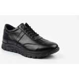 Growish GD0101 Hakiki Deri Küçük Büyük Numara Kaydırmaz Taban Ekonomik Kurum Güvenlik Ayakkabısı Günlük Sneaker Ayakkabı - Siyah