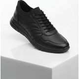 Growish GD0129 Hakiki Floter Deri Büyük Numara 45 Numara Bilekten Streçli Kolay Giyim Numara Kaydırmaz Güçlü Taban Ekonomik Siyah Günlük Sneaker Erkek Ayakkabı - Siyah-003