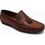 Growish GR0175 Hakiki Yumuşak Deri Yanık Kahve Saraçlı Rok Erkek Loafer Babet Ayakkabı - Koyu Kahverengi