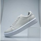Growish GR0308 Hakiki Özel Yapım Deri Yüksek EVA Taban Ekru Beyaz Sneakers Erkek Ayakkabı - Beyaz-103