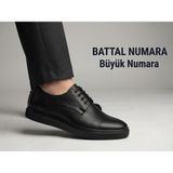 Growish GR0437 Büyük Battal Numara 45 - 47 Numara Hakiki Deri Yüksek Taban Siyah Spor Klasik Erkek Ayakkabı - Siyah-003