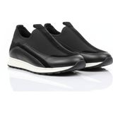 Growish GR0438 Hakiki Deri & Tekstil Slip-On Teknoloji Paraşut Kumaş Eva Taban Spor Koşu Fitness Antreman Ayakkabı - Siyah