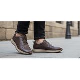 Growish GR0444 Hakiki Deri Bej Renk Eva Taban Geometrik Desenli Kahverengi Sneaker Yürüyüş Ayakkabısı - Kahverengi - Açık Bej