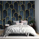 Grown Altın Şeritli Modern Kemerler Geometrik Duvar Kağıdı - Salon ve Oturma Odası
