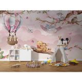 Grown Bebek Mickey ve Pembe Bulutlar Duvar Kağıdı, Çizgi Film Temalı Duvar Resmi - Bebek Odası ve Çocuk Odası