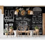 Grown Fast Food, Burger, Patates ve Yazılı Kafe Duvar Kağıdı