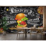 Grown Fast Food, Pizza, Burger ve Yazılı Kafe Duvar Kağıdı
