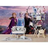 Grown Frozen Karakterleri Duvar Kağıdı, Mavi ve Pembe Fantastik Temalı Duvar Resmi - Çocuk Odası ve Bebek Odası
