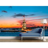 Grown Gün Batımı İstanbul Kız Kulesi Şehir Manzarası Duvar Kağıdı