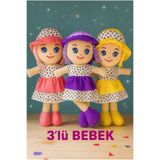 grsoyuncak Bez Bebek Sıla 3lü Set Gönderilecek 50cm Pembe-Sarı-Mor Renk