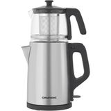 Grundig Paslanmaz Çelik Cam Çay Makinesi, Süzgeçli, Pratik ve Şık Tasarım - Açık Bej