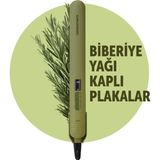 Grundig Saç Düzleştirici, Biberiye Yağı Kaplı, Güçlü ve Şık Tasarım - Ahşap - Seçenek 1