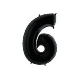 grupbinbir 6 Yas Rakam Folyo Balon Siyah Renk