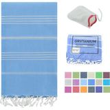 Grvtanıum Mavi %100 Pamuk 180X100CM Püsküllü Banyo,plaj,hamam Havlusu Kese Hediyeli M2 - 100 × 180 cm